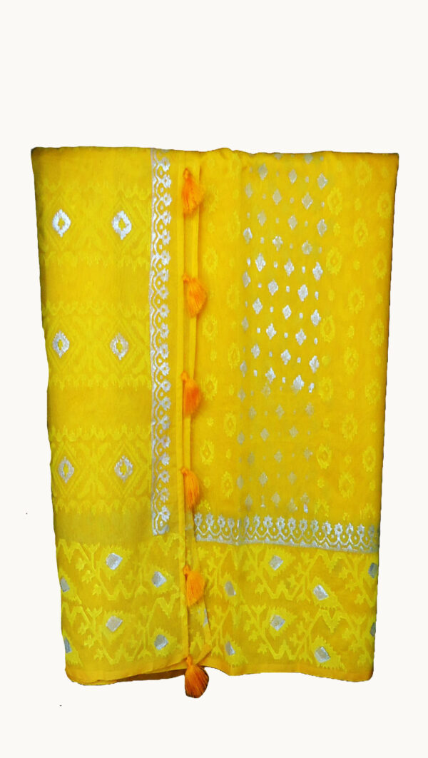 Half silk saree yellow col.